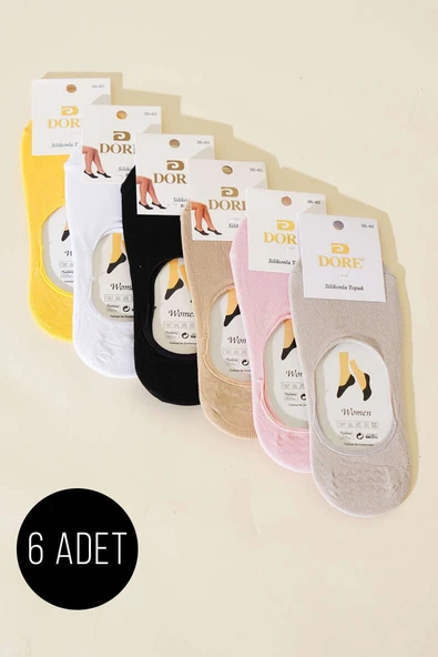 Bayan 6lı Silikon Topuklu Babet Çorap Asorti 3 ürün görseli