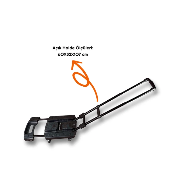 200 kg Taşıma Kapasiteli, Siyah Katlanır Taşıma Arabası - 4