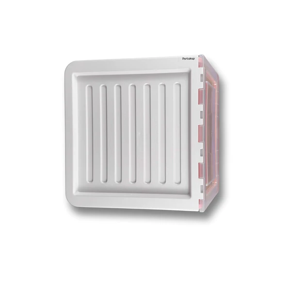 Plastik Katlanır Modüler Tek Kapaklı Saklama Kutusu - Pembe - 3