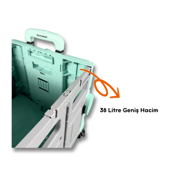 4 Tekerlekli Yeşil, 38L Orta Boy, Hareketli Alüminyum Tutacaklı Alışveriş Arabası - 3