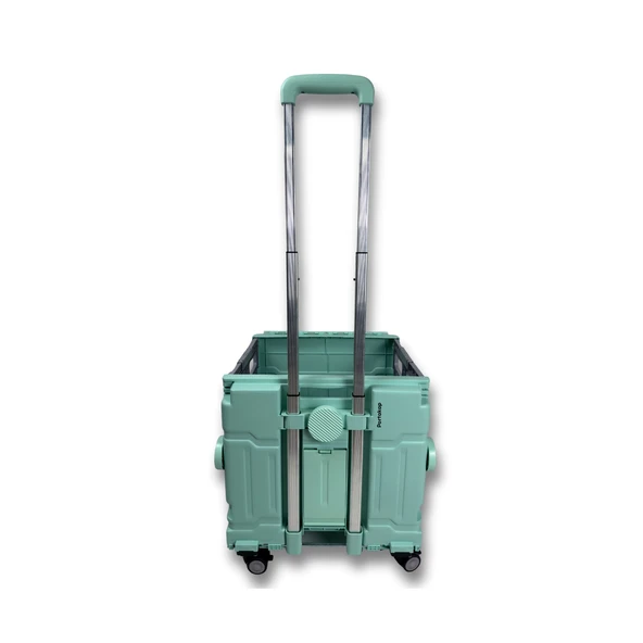4 Tekerlekli Yeşil 56L Büyük Boy Sabit Alüminyum Tutacaklı Alışveriş Arabası - 3