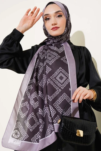 Labirent Desen Soft Şal Siyah Vizon - Resim 2