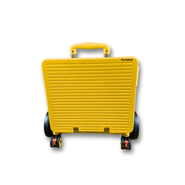 Merdiven Çıkabilir, 40 Kg Taşıma Kapasiteli, 55 Litre Sarı Katlanır Alışveriş Arabası - 2