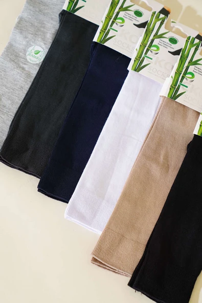 Bayan 6lı Bambu Dizaltı Çorap Asorti 1 - Resim 2