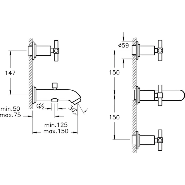 Artema Juno A40832 Ankastre Banyo Bataryası, El Duşu Çıkışlı, Sıva Üstü, Krom - 2