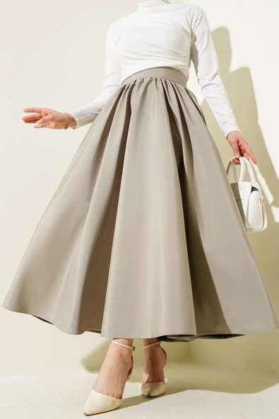 Kloş Tafta Etek Kum Bej ürün görseli 1