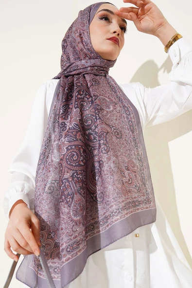 Sarmal Retro Motifli Şal Vizon ürün görseli 1