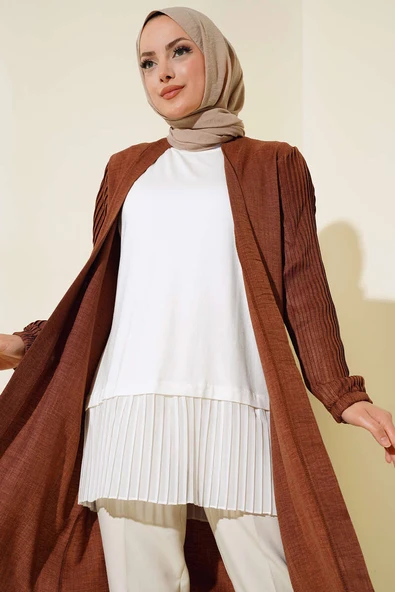 Etek Ucu Pileli Kolsuz İçlik Ekru ürün görseli 1