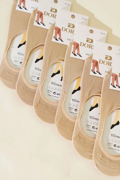 Bayan 6lı Silikon Topuklu Babet Çorap Ten - Resim 2