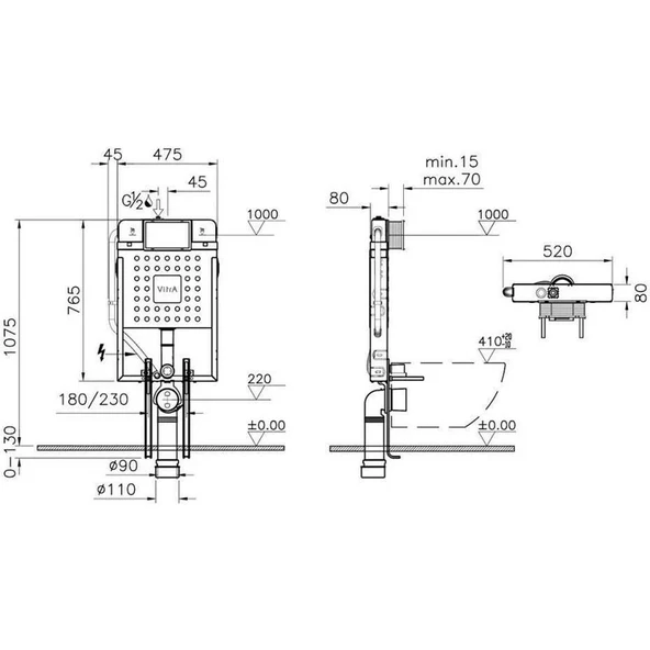 VitrA Mat Siyah 8 cm Gömme Rezervuar Seti 800-1896 - 2