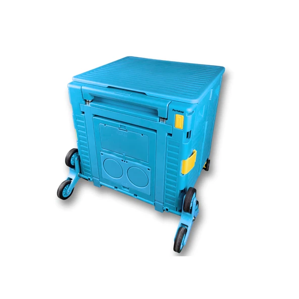 Ultra Geniş, 8 Tekerlekli, 85 Lt Mavi Katlanır Alışveriş Arabası - Merdiven Çıkan - 3