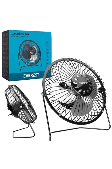 Everest Masaüstü Vantılatör Fan Metal Usbli Efn