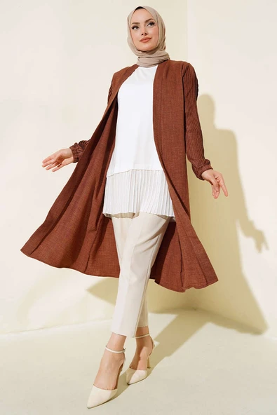 Etek Ucu Pileli Kolsuz İçlik Ekru - 3