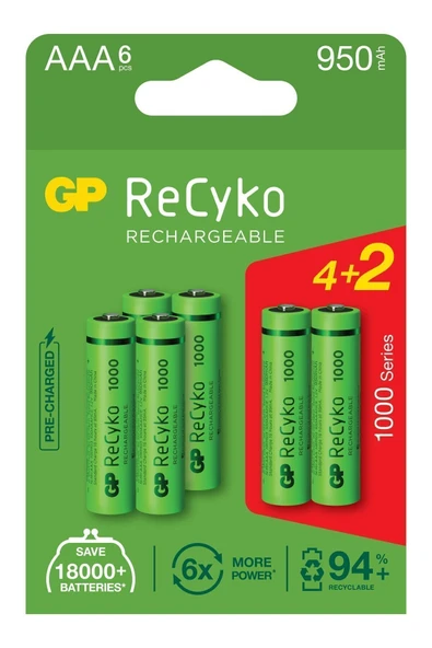 GP Batteries Gp Recyko 1000 Aaa Ni-mh Şarj Edilebilir Ince Kalem Pil 4 2'li Ambalaj - 2