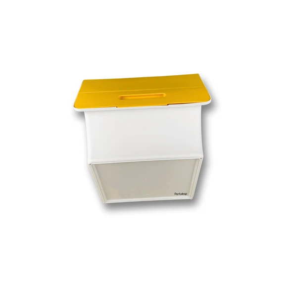 Plastik Katlanır Çocuk Odası Modüler Tek Kapaklı Saklama Kutusu - Sarı - 3
