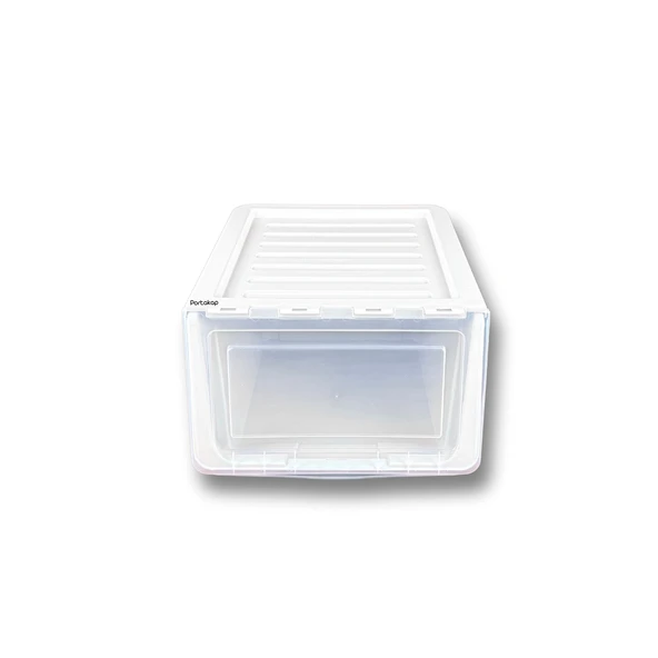 Plastik Katlanır Modüler Tek Kapaklı Saklama Kutusu - Gri