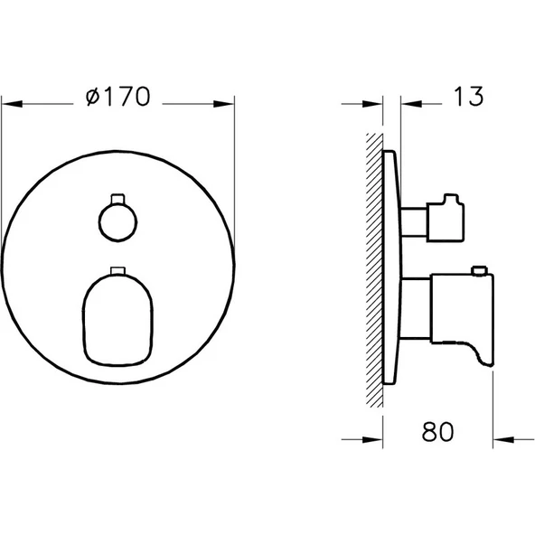 Artema Root Round A42694 Ankastre Termostatik Banyo Bataryası, Sıva Üstü Grubu, Krom - 5