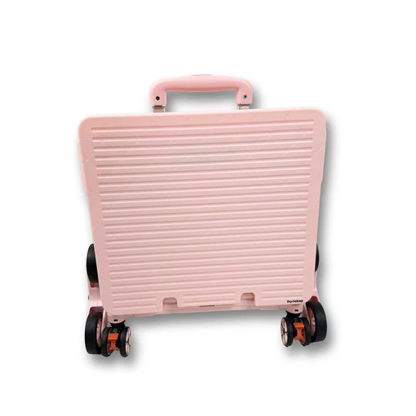 8 Tekerlekli, 55 Litre Pembe Katlanır Alışveriş Arabası - 3