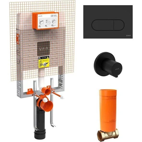 VitrA Mat Siyah 8 cm Gömme Rezervuar Seti 800-1896