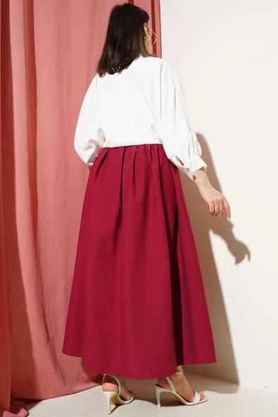 Kemer Tokası Detaylı Bluz Beyaz - Resim 3