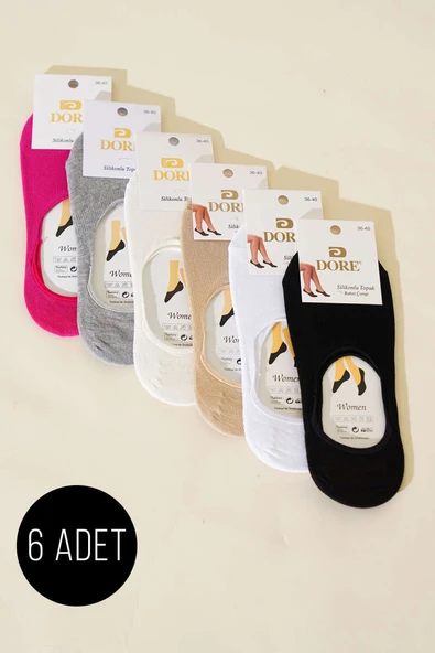 Bayan 6lı Silikon Topuklu Babet Çorap Asorti 1 ürün görseli 1