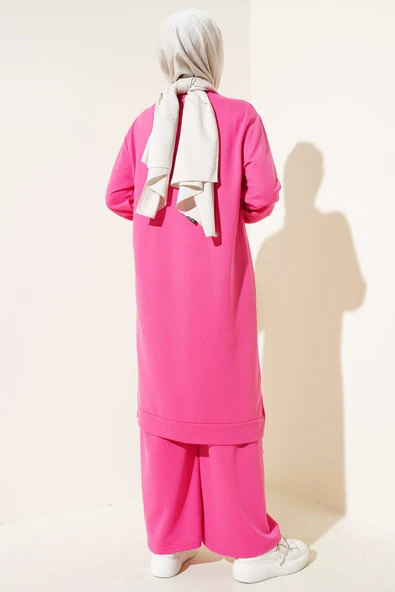 Armalı Bol Paça İkili Takım Fuşya - Resim 3