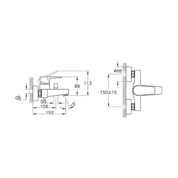 Artema A43063 Flow Square Krom Banyo Bataryası - 2