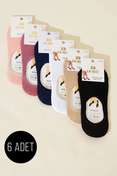 Bayan 6lı Silikon Topuklu Babet Çorap Asorti 2 ürün görseli