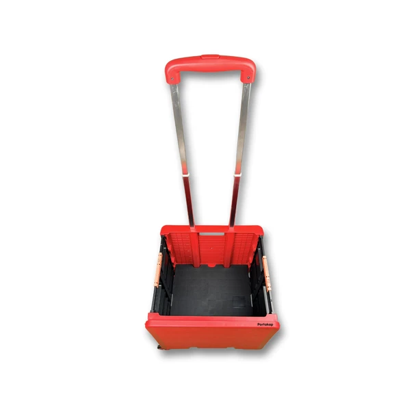 4 Tekerlekli, 55 Litre Kırmızı Katlanır Alışveriş Arabası - 2