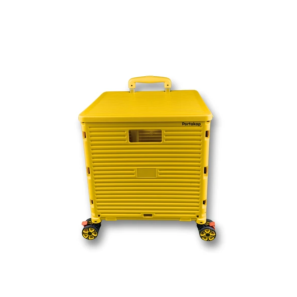 Merdiven Çıkabilir, 40 Kg Taşıma Kapasiteli, 55 Litre Sarı Katlanır Alışveriş Arabası - 3