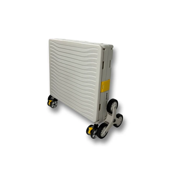 Ultra Geniş, 8 Tekerlekli, 85 Lt Beyaz Katlanır Alışveriş Arabası - Merdiven Çıkan - 4