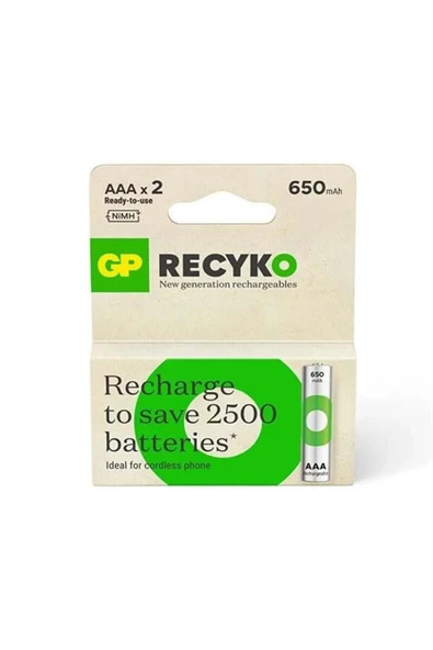 GP Recyko 650 Mah R03 Aaa Şarjli 2li Ince Kalem Pil 65aaahcer21-2tlb2 (rhch63e041 - 4