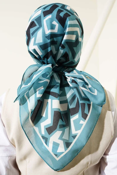 Karışık Desenli Eşarp Mint - Resim 3