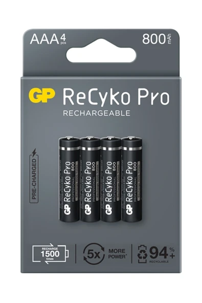 GP Recyko Pro 800 Mah Aaa Ince Kalem 8'li Şarj Edilebilir Pil - 3