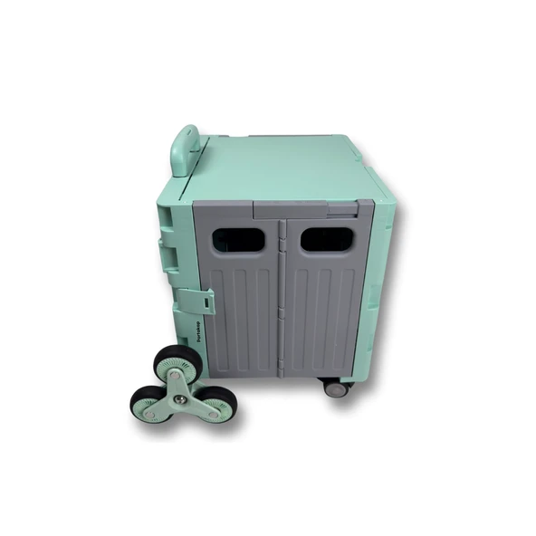 8 Tekerlekli, Yeşil, 32L Standart Boy, Sabit Tutacaklı Alışveriş Arabası - 3