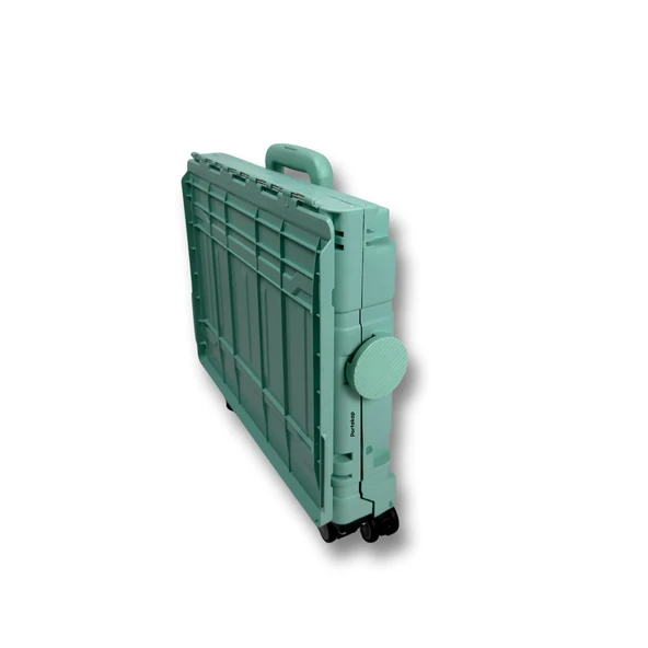 4 Tekerlekli Yeşil 56L Büyük Boy Sabit Alüminyum Tutacaklı Alışveriş Arabası - 4