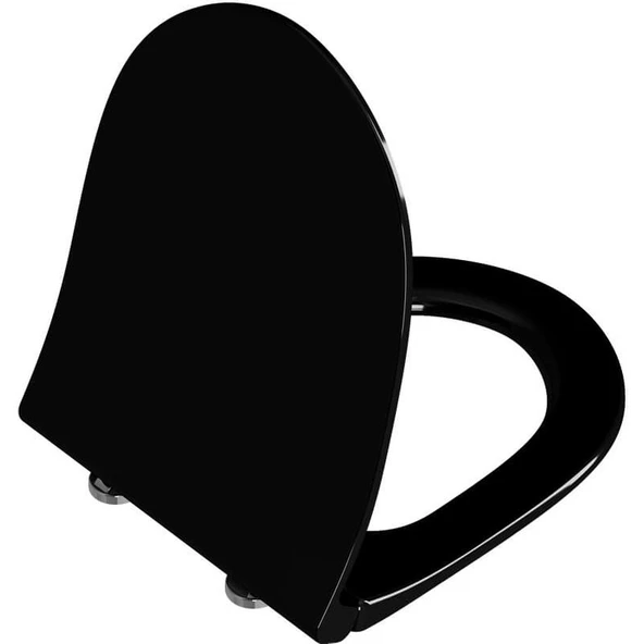 VitrA Sento 7748B070-0559 Rim-Ex Asma Klozet Seti 54 cm Parlak Siyah (Klozet Kapağı Dâhildir) - 2