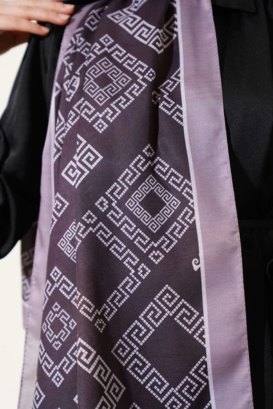 Labirent Desen Soft Şal Siyah Vizon - Resim 4