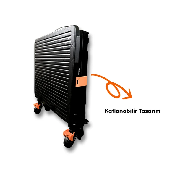 4 Tekerlekli, 55 Litre Siyah Katlanır Alışveriş Arabası - 2