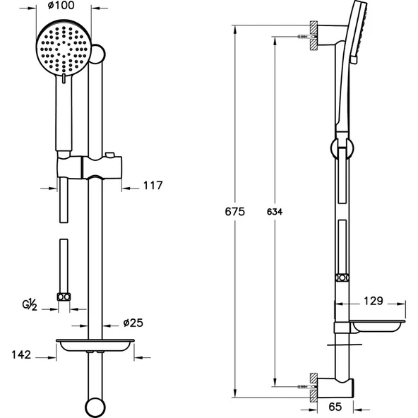 Artema Slim A45678STA 3F Sürgülü El Duşu Takımı, Krom - 2