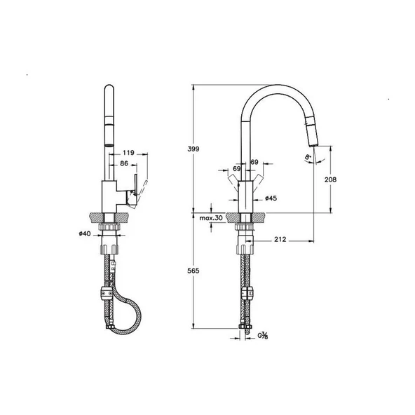 Artema Maestro Standart Pull Down Eviye Bataryası Krom A42162 - 2
