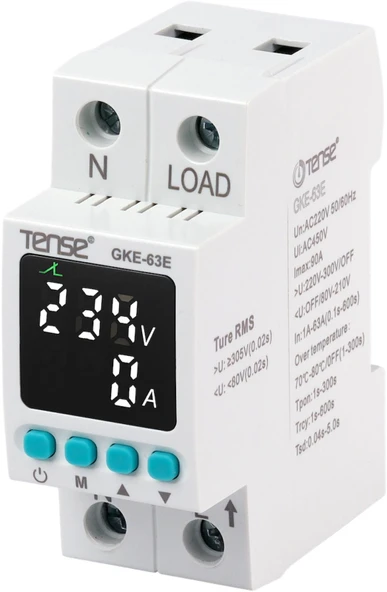 Tense Monofaze Dijital Gerilim Ve Aşırı Akım Koruma Rölesi 2p 63a 120v-220v-300v ürün görseli 1