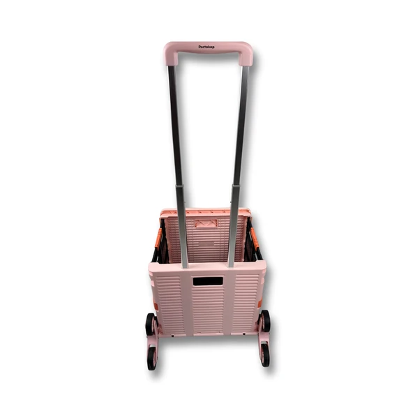 8 Tekerlekli, 55 Litre Pembe Katlanır Alışveriş Arabası