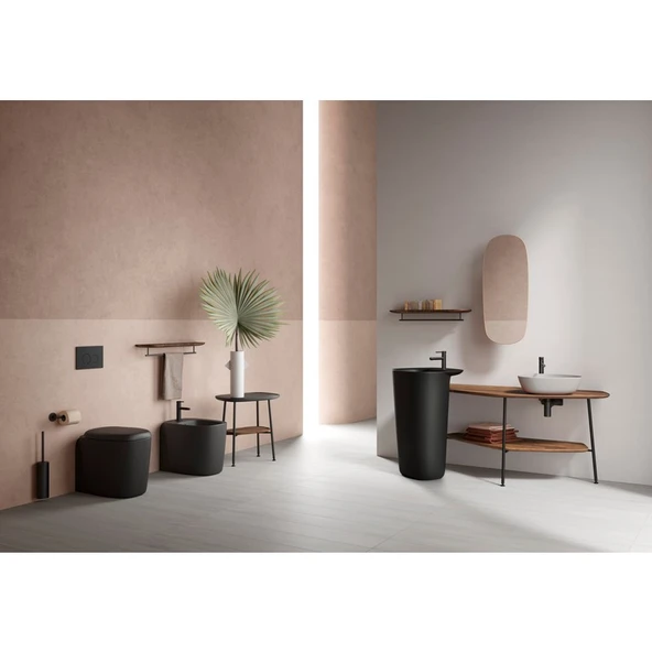 VitrA Plural 7812B420-0016 Üçgen Alçak Çanak Lavabo, VitrA Clean, 47 cm, Mat Bej - 2