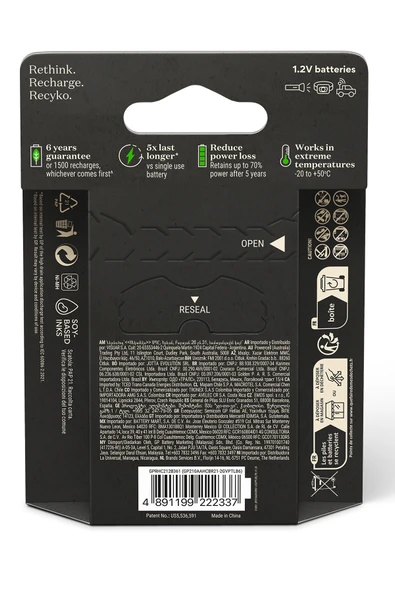 GP Batteries ReCyko Pro 2000 mAh AA Kalem Ni-Mh Şarjlı Pil, 1.2 Volt, 6'lı Kart - Resim 3