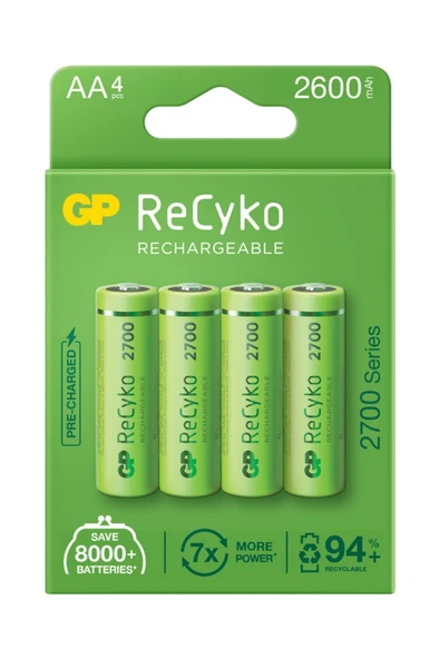 GP Recyko 2700 Serisi Aa Kalem 8'li Şarj Edilebilir Pil - Resim 2