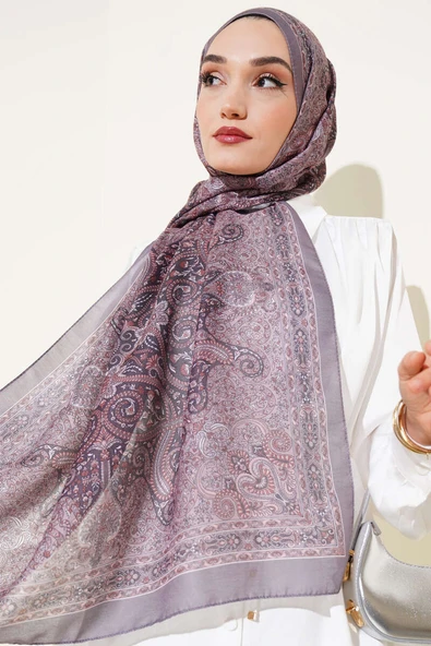 Sarmal Retro Motifli Şal Vizon - Resim 2