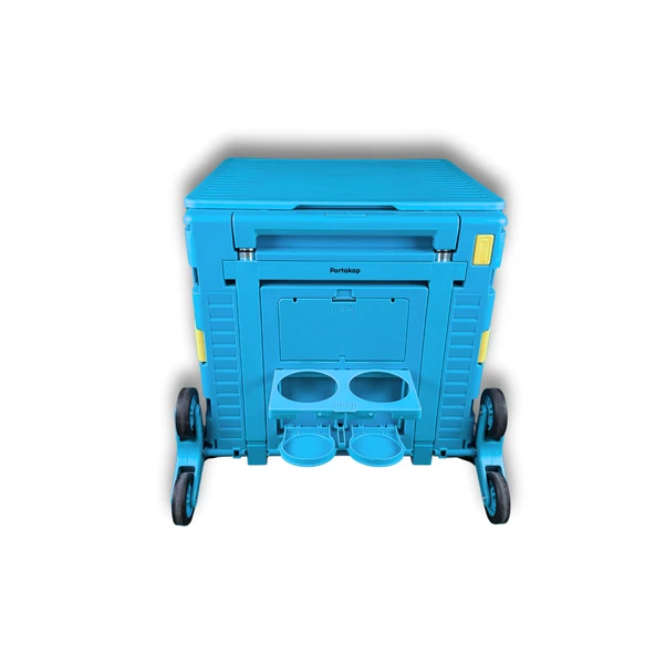 Ultra Geniş, 8 Tekerlekli, 85 Lt Mavi Katlanır Alışveriş Arabası - Merdiven Çıkan - 2