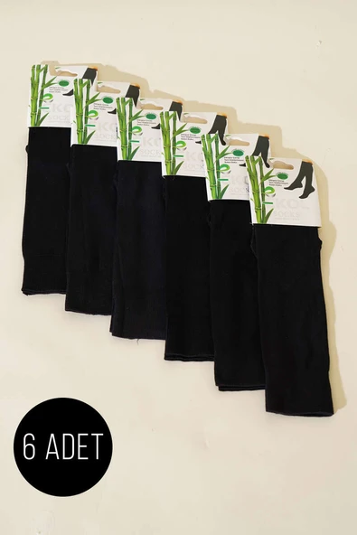 Bayan 6lı Bambu Dizaltı Çorap Siyah ürün görseli