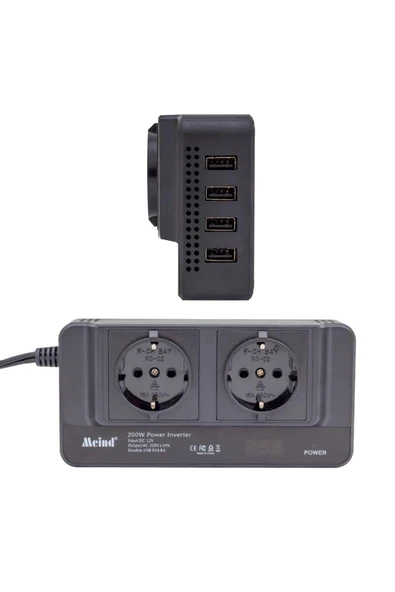 Powermaster 200 Watt DC12V-AC220V Çakmaktan Power İnverter - Resim 2